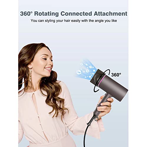 Ionic Hair Dryer - Larmhoi 1800W Professional Negative Ions Hair Blow Dryer With 3 Heating/2 Speed/Cold Settings, 2 Nozzles And 1 Diffuser, Foldable Blow Dryer For Home, Travel, Salon Use #TOP1