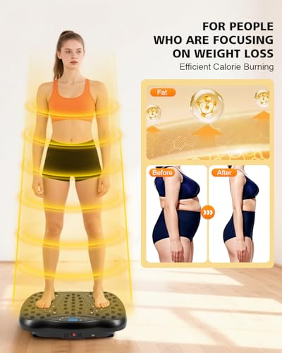 Image of Vibration Plate Exercise Machine, 10 Auto Modes /200-Levels Vibrating Plate for Lymphatic Drainage Weight Loss, 400LBS Capacity Shake Plate for Whole Body Workout for Home Gym Fitness