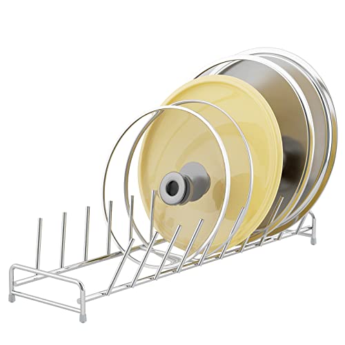 Fawego Stainless Steel Pot Lids Holder For Kitchen Organizer Plate Organizer For Cabinet Organizer With 9 Slot Plate Rack Plate Holder #TOP30