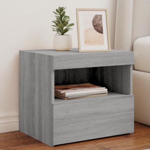Juroupi Mesitas de Noche con Luces LED 2 uds mesitas de Noche Dormitorio Bedside Table mesita Noche Gris Sonoma 50x40x45 cm