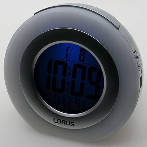 Lorus LCD Bedside Alarm Clock LHL027S with dark blue bezel light