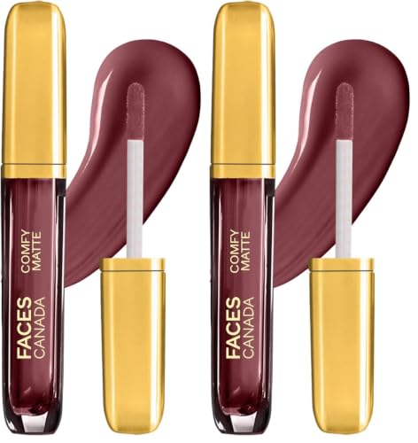 Image of FACES CANADA Comfy Matte Liquid Lipstick - NO Cap 32, 3.8 ml | Comfortable 10HR Longstay | Intense Matte Color | Almond Oil & Vitamin E Infused | Super Smooth | No Dryness | No Alcohol (Pack of 2)