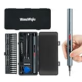 WmsWqiu Mini Electric Screwdriver Set,Precision Electric Screwdriver， With electric drill function, 3 Gears Torque, 3LED light,Magnetic Storage，Overload Protection, Repair Tool Set for Phone Camera...