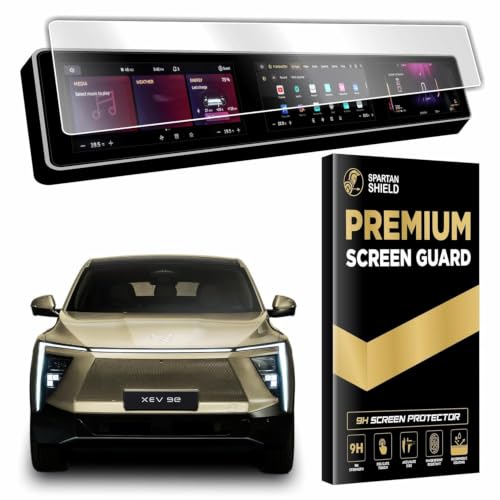 Image of Spartan Shield Screen Protector For MAHINDRA XEV 9E 2026 Electric SUV || 12.3 Inch Full Touchscreen Display Guard || Accurate Fit For 9 E Pack One, Pack Two , Pack Three & 3 Select Models || Anti Scratch || Water Repellant || With Complimentary Installation Kit || Bubble Free Application || XEV9E | XEV9S Digital Instrument Cluster Protective Film || XEV9E 2025 Car Stereo Accessories [Not Tempered Glass]