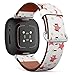 CJBROES Replacement Leather Watch Band, Compatible with Fitbit Versa 3 and Fitbit Sense of Wristband Bracelet Accessory - sea Cute Starfish Shells