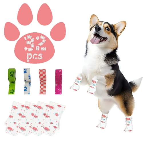 Disposable Dog Booties for Dogs Cats Paw Protector Waterproof and Breathable with Adjustable Bandage 32Pcs Pet Booties for Small Medium Large Dogs Indoor & Outdoor Use(S Paw Width:1.18~1.77inches)