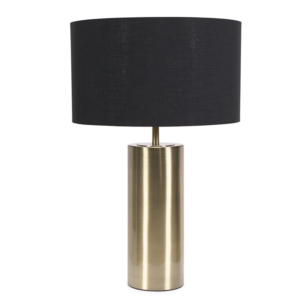 Valuelights Black | Antique Brass Single Stem Touch Dimmer Light Table Lamp With /Gold Shade | Home Décor, Bedside & Desk Lamp