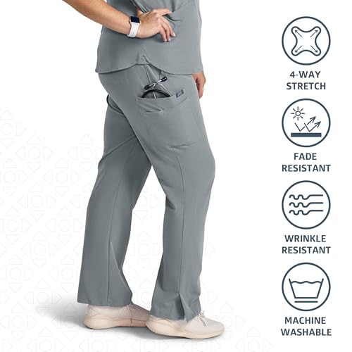 Image of AVE. Varick Women's Scrub Pants, Elastic Waistband, 4-Way Stretch Fabric, Wrinkle- and Fade-Resistant, Machine Washable Scrubs, For Nurses & Medical Professionals, (L Petite, Gray)