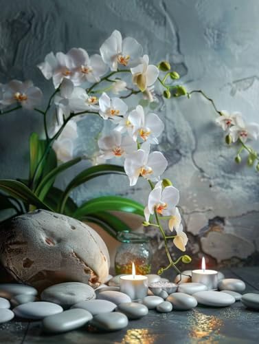 Pintar por Numeros Planta Orquídea Regalos Originales para Mujer Kit DIY de Lienzo 40x50cm
