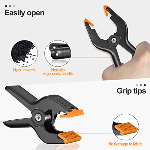 Emart Adjustable 10 X 8Ft (W X H) Photo Backdrop Banner Stand - Telescopic Tube With Emart Heavy Duty 4.5 Inch Backdrop Clamps - 6 Pack #TOP7