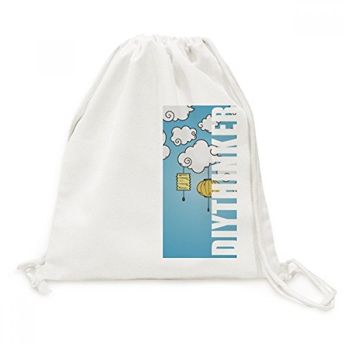 Sac cordon motif nuage lanterne pour vos sorties et shopping décontractés