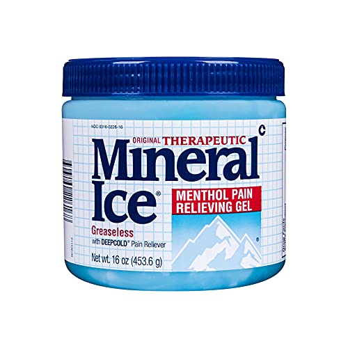 Mineral Ice - Original Therapeutic Menthol Pain Relief Gel. Greaseless with Deepcold Pain Reliever. Provides Cooling & Penetrating Relief for Arthritis Simple Backache Strains & Sprains (16 Ounce)