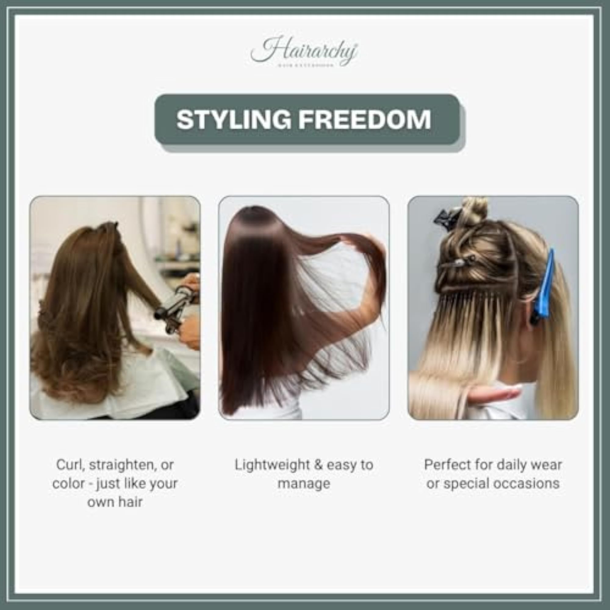 Hairarchy I-Tip Real Human Hair Extensions, Natural Black