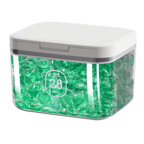 Gzsekken Laundry Pods Storage Container,Washing Powder Pods Storage with Lid One-Click Pop-Up Design Large Laundry Storage Container Clear Plastic Dishwasher Pod Holder Bath Laundry Organization,2.8L