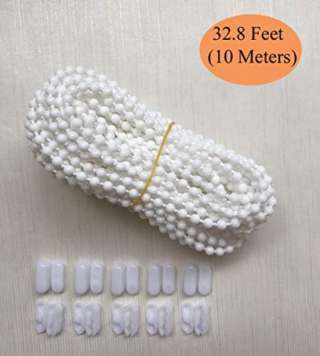 Luanxu 10 Meters Roller Blind Cord with 10 Pieces Roller Blind Chain Connectors for Roller, Roman, Vertical, Venetian Blind, Roller Blind Fittings, Roller Blind Spares, Roller Blind Cord