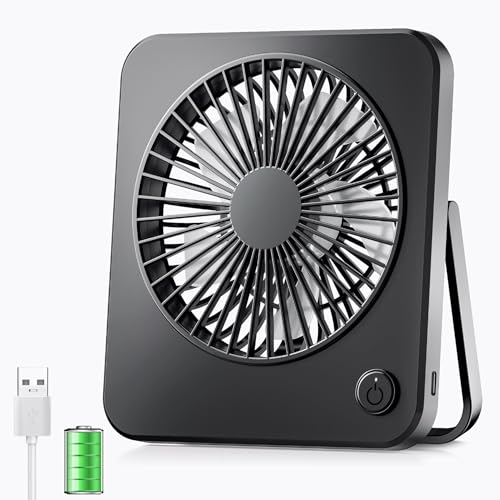 JATEKA Mini ventilador de batería, ventilador de mesa USB muy silencioso con batería recargable de...