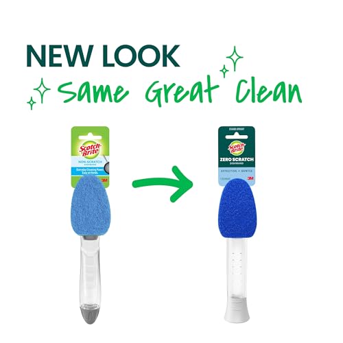 Scotch-Brite Zero Scratch Dishwand, Dishwasher-Safe Scrub Wand with Built-in Scraper, Gentle Scrubbing Power, Stands Upright, 1 Pack