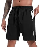 SIHOHAN Mens Sports Shorts Gym Shorts Quick Dry Running Athletic Lightweight Workout Short with Zipper Pockets (Black, M)