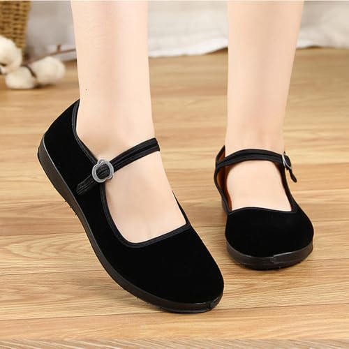 Mary Jane Shoes Women Velvet Flats ShoesChinese Shoes Yoga Ballet Dance Shoes3