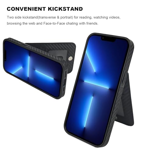 Image of KIHUWEY Compatible with iPhone 13 Pro Case Wallet with Credit Card Holder, Premium Leather Magnetic Clasp Kickstand Heavy Duty Protective Cover for iPhone 13 Pro 6.1 Inch (Carbon Black)