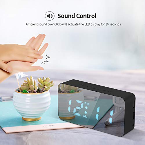 Staright Espelho LED RGB digital colorido Relógio despertador USB / alimentado por bateria Relógio t