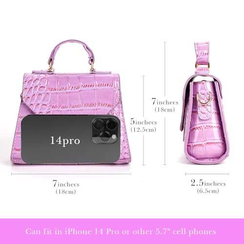 Small Crossbody Bags for Women, Vegan Leather Crocodile Pattern Mini Purse, Trendy Clutch Top Handle Shoulder Handbag2