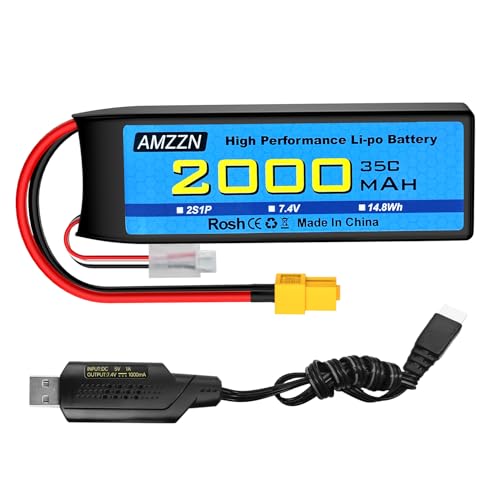 Batterie Lipo 2S 7,4 V 35C à forte décharge avec prise XT60 robuste pour modèle réduit de bateau