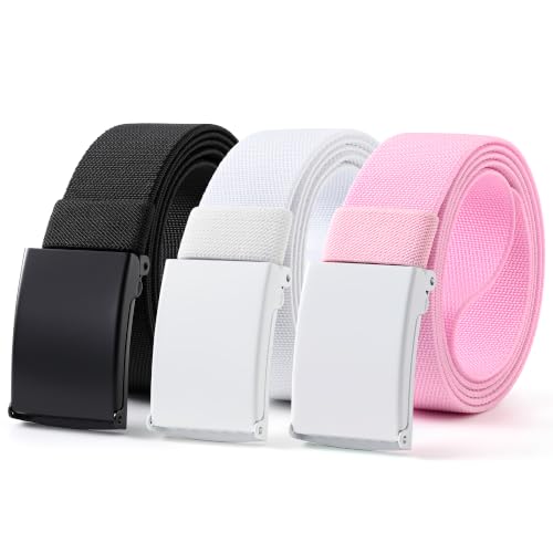 Image of Mile High Life Stretch Canvas Belt for Men, Golf Casual Elastic Web Belt, Top Military Buckle, Adjustable Cut to Fit