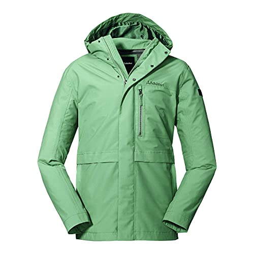 Schöffel Herren Jacket Eastleigh M, winddichte, atmungsaktive Regenjacke, urbane Outdoor Jacke, Wanderjacke mit abnehmbarer Kapuze, lily pad, 52