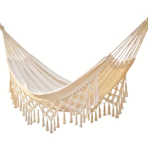 Hamac Double pour intérieur et extérieur - Hamac de Camping Portable - Grand hamac en Coton Doux pour la Maison, Deux Personnes, terrasse, Jardin, Porche,...