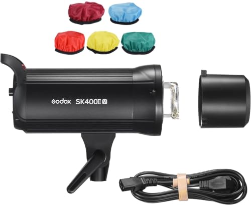 Godox SK400II-V Flash de Studio amélioré 400 WS Puissance 5600 ± 200 K Lumière stroboscopique intégrée 2.4G Système X sans Fil avec Lampe de modélisation LED Bowens Mount Photographie Flashes