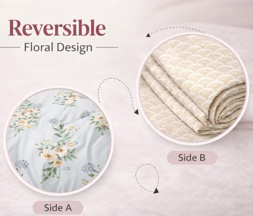 Image of Pure Cotton 3-Layered Reversible Dohar for Single Bed 60 x 90 Inches | Super Soft Lightweight AC Blanket /Quilt | All-Season Comfort & Washable Printed Cotton Dohar (Pack of 2) - Design 6