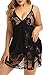 Women's Lace Babydoll Lingerie Set(XL,Black)