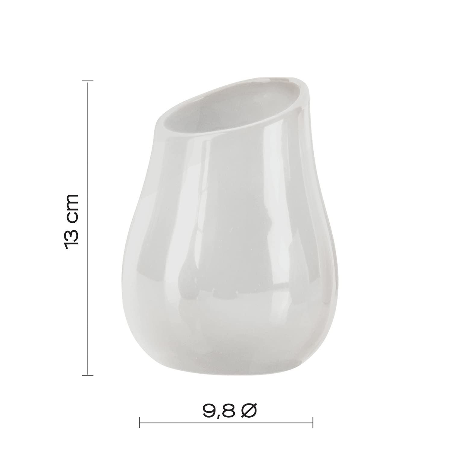 Gedy Adelaide Bathroom, Dimensions and Weight: 13 x 9.8 x 9.8 cm & 0.25 kg, Toothbrush Holder Made of Ceramic, White Finish - Image 2