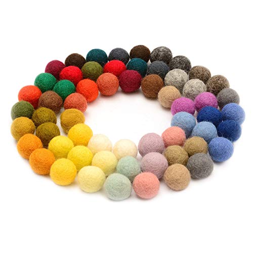 Glaciart One 1.5cm Wool Felt Pom Poms, 60-Piece Set