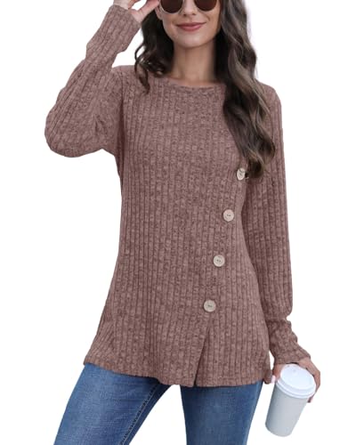 Image of JomeDesign Long Sleeve Shirts for Women Crew Neck Lightweight Sweater Loose Casual Tunic Tops