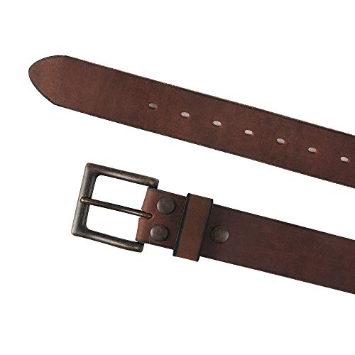 NPET Mens Leather Belt Full Grain Vintage Distressed Style Snap on Strap 1 1/2" Wide with Buckle3