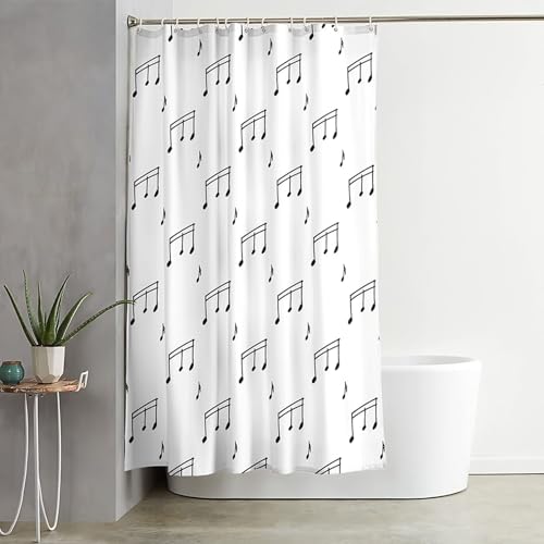 Rideau de douche polyester au motif notes de musique pour salle de bain
