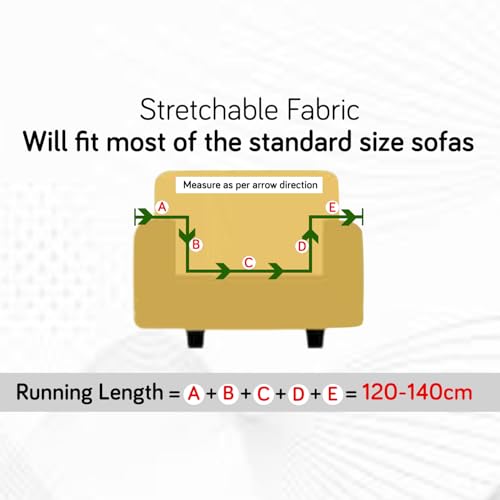 Image of HOKIPO 200gsm Dual Tone Knitting Jacquard Sofa Cover 1 Seater Fully Covered, Beige (AR-6032-BGE)