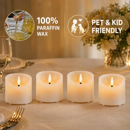 Image of 3 inchx3 inch Real Wax Flameless Candless with Remote & Timer, 4 Pack