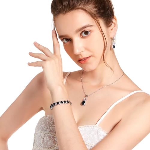 Image of LMXXVJ Fashion Tennis Bracelet Created Emerald White Gold Plated Charm Bracelet Gifts Jewelry for Women