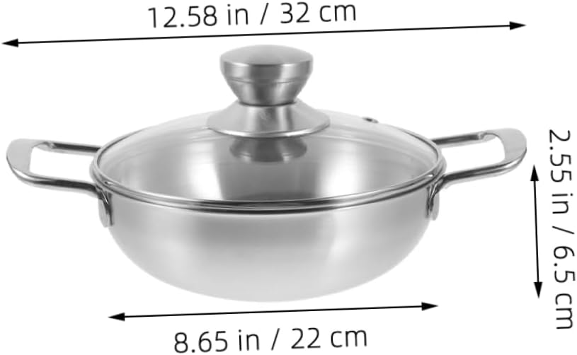 Toyvian 1set Portable Outdoor Cooking Pot Stainless Steel Hot Pot Kitchen Wok Ergonomic Handles - Design for Seafood Camping and Home Use