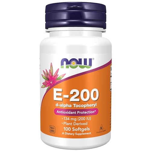 NOW Foods Supplements Vitamin E-200 IU D-Alpha Tocopheryl Antioxidant Protection* 100 Softgels