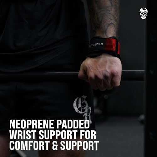 Image of Gymreapers Weight Lifting Grips (Pair) for Heavy Powerlifting, Deadlifts, Rows, Pull Ups, with Neoprene Padded Wrist Wraps Support and Strong Rubber Gloves or Straps for Bodybuilding