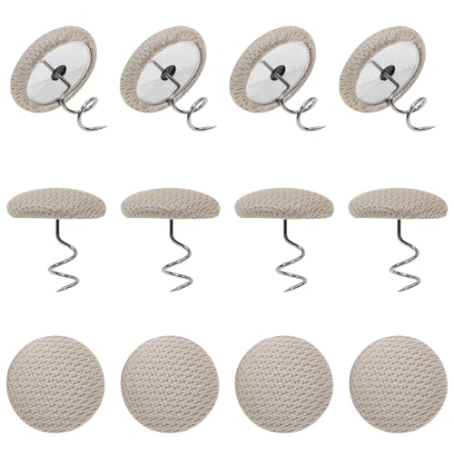 Mini Skater Small Upholstery Pins Linen Fabric Covered Button Twist Pins Classy Bed Skirt Pins for Slipcovers Headliners Fixed Pack of 12 (Beige)
