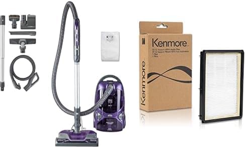 Kenmore 600 Series Friendly Lightweight Bagged Canister Vacuum with Pet PowerMate, Pop-N-Go Brush, 2 62731 HEPA Media Vacuum Cleaner Exhaust Air Filter for Canister Vacuum 81615