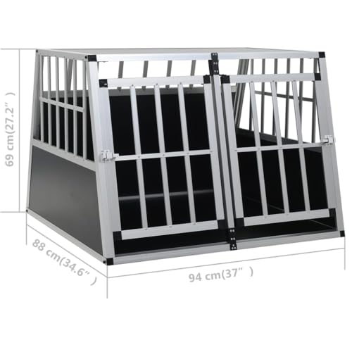 vidaXL Hundetransportbox Doppeltür 94x88x69 cm Hundebox Reisebox Transportbox