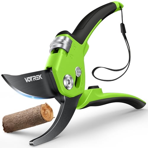 VOTREK 8.5″ Forbici Potatura Per Le Mani Deboli, Cesoie Giardinaggio Professionali, Forbici Da Giardino Per Legno Fresco/Fiore/Ramo, 【Lama In Acciaio SK5】【Molla Incorporata】【Maniglie Ergonomiche】
