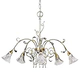 Highlight sind die exquisiten Lampengläser in Blütenform aus handgeschliffenen Bleikristall. Durchmesser der Leuchte ca.65cm, Höhe 60cm - 120cm (Lampenkette kann gekürzt werden ✔