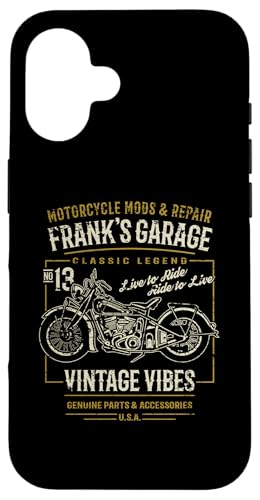 Frank's Garage ヴィンテージバイクアンティークデザイン スマホケース iPhone 16 用